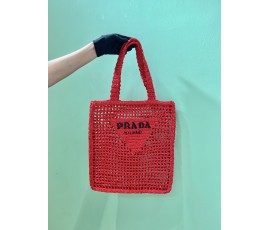 프라다 Prada 라피아 토트 릴리 네트백